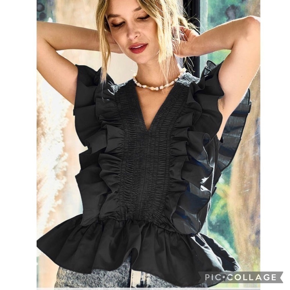Black Ruffled Top